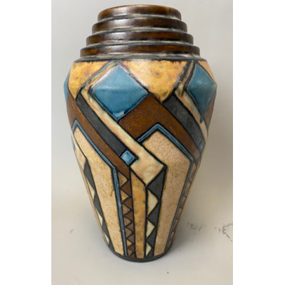 Art Deco Quimper vase with decoration by  Rene Beauclair